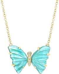 KAMARIA - Mermaid Tail Butterfly Necklace With Diamonds & Prongs - Lyst