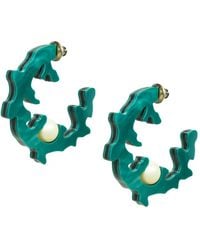 Gissa Bicalho - Handmade Acrylic Earrings Hoops Coral & Pearl - Lyst