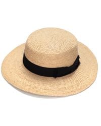 Justine Hats - Neutrals Classic Boater Straw Hat For & - Lyst