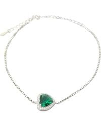 Harfi - Emerald May Birthstone Love Heart Charm Sterling Bracelet - Lyst