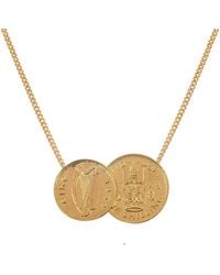 Katie Mullally - Irish & Scottish Double Coin Pendant Plated Necklace - Lyst