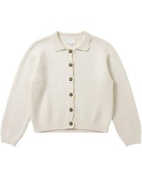 LAtelier London - Cream Knit Cardigan With Collar - Lyst