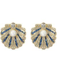 LÁTELITA London - Art Deco Scallop Shell Earrings Sapphire With Pearl - Lyst