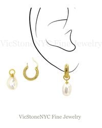 VicStoneNYC Fine Jewelry - Natural Pearl Charm Hoop Earrings - Lyst
