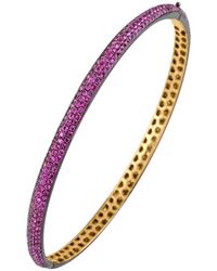 Artisan - 18k Gold & 925 Sterling Silver In Pave Natural Ruby Designer Bangle Jewelry - Lyst