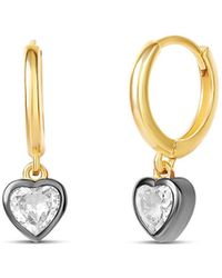 SHYMI - Prong-Set Rhodium Drop Earrings - Lyst