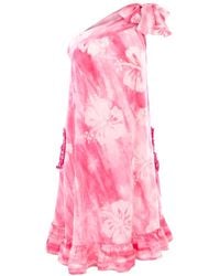 Nyny Ryke - Wilma Sh, One-Shoulder Midi Dress Floral Cotton Summer Dress - Lyst