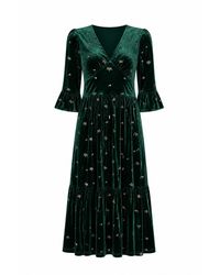 Yumi' - Velvet Embroidered Midi Dress - Lyst