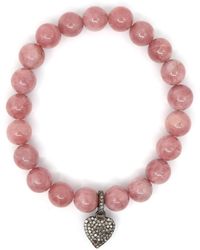 Shar Oke - Opal Heart Charm Beaded Bracelet - Lyst