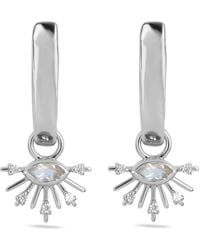Zohreh - Neutrals Moonstone & Sapphire Sunburst Hoop Earrings Sterling - Lyst
