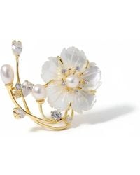 Angel Barocco - Mother Shell Floral Pearl Brooch - Lyst