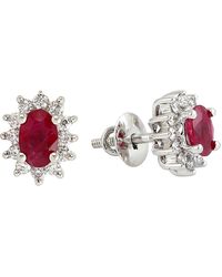 Artisan - Ruby & Diamond Halo Stud Earrings - Lyst
