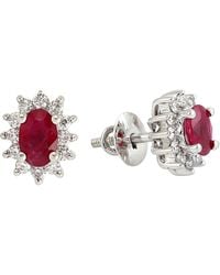 Artisan - Ruby & Diamond Halo Stud Earrings - Lyst