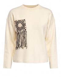 Tantra Spain Sl - Neutrals Knitted Sweater With Pocket And Crochet Detail - Lyst
