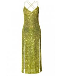 AGGI by HALEWSKI - Eliza Lemon Sparkle Midi Sequin Sleeveless Dress - Lyst