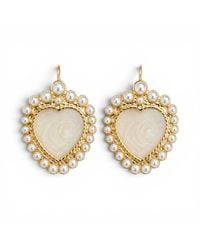 Vstyle - Pearl Heart Earrings - Lyst