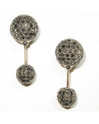 Artisan - Black Diamond Bead Ball Double Side Earrings In 18k Gold & Sterling Silver - Lyst