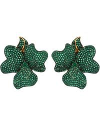 LÁTELITA London - Flower Large Stud Earrings Gold Emerald Green - Lyst