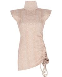 No'design - Neutrals Knit Mini Dress With Rose Detail - Lyst