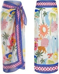 LOVEIST STORE - Mercy Tropical Printed Satin Pareo Sarong - Lyst