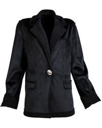 Lalipop Design - Velvet Single-Breasted Blazer With Statement Button - Lyst