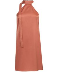 Audrey Vallens - Satin Pussy Bow Mini Dress - Lyst