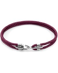Anchor and Crew - Aubergine Purple Canterbury Silver & Rope Bracelet - Lyst