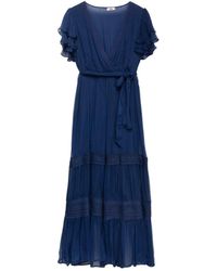Niza - Chiffon Midi Dress With Lace - Lyst
