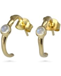 Isla Silver - Moonstone Huggie Hoop Earrings - Lyst