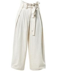 Metamorph - Neutrals Paperbag High Waist Trousers With Linen - Lyst
