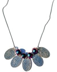 Babaloo - Petal Fan Necklace With Hand-Rolled Iridescent Beads - Lyst