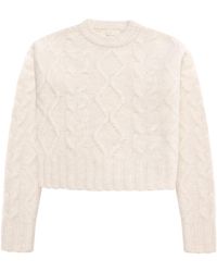 Peraluna - Adeline O-Neck Cable Knit Crop Sweater - Lyst