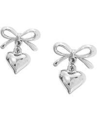 The Gala - Bow & Heart Charm Stud Earrings - Lyst