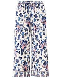 Yumi' - Bird Print Viscose Wide Leg Trousers - Lyst