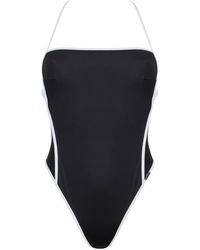 Free Society - Contrast Piping Square Neck Swimsuit In & White - Lyst