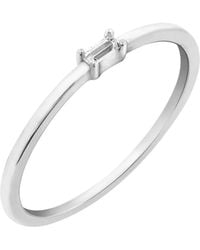 Diamonbliss - Solo Baguette Petite Dainty Stackable Band Ring - Lyst