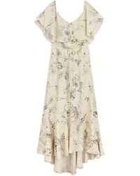 Nocturne - Patterned Midi Dress With Sash Tie - Lyst