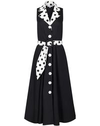 Deer You - Adelaide Alluring Midi Dress In Black With White & Black Polka Dots - Lyst