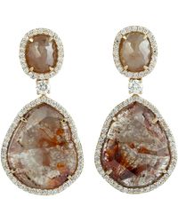 Artisan - Natural Ice Diamond & Slice Diamond In 18k White Gold Designer Dangle Earrings - Lyst