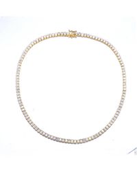 Genevive Jewelry - Sterling Silver Yellow Gold Plated With Cubic Zirconia Classic Tennis Chain Anniversary Necklace - Lyst