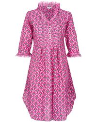 At Last - Annabel Cotton Tunic In Pink & Green Moroccan - Lyst