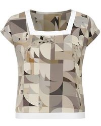 Conquista - Silky Short Sleeved Print Top - Lyst