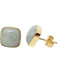 Harfi - Plated Aquamarine March Birthstone Stud Earrings - Lyst