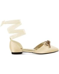 Rag & Co - Simina Rhinestone Detail Bow Flat Sandals - Lyst