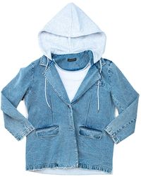 Circular Path - Hooded Denim Blazer - Lyst