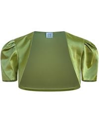 Why Mary - Victoria Chartreuse Satin Bolero Jacket - Lyst