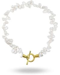 LINYA JEWELLERY - Asymmetric Pearl Necklace - Lyst