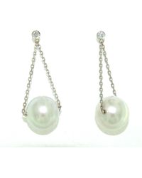 Artisan - Diamond And Pearl Drop Chain Earrings - Lyst