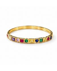 Saéa - Jewel Tone Mixed-Cut Quartz Hinged Bangle Bracelet - Lyst