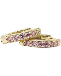 Harfi - Tourmaline October Birthstone Huggie Plated Hoop Earrings - Lyst